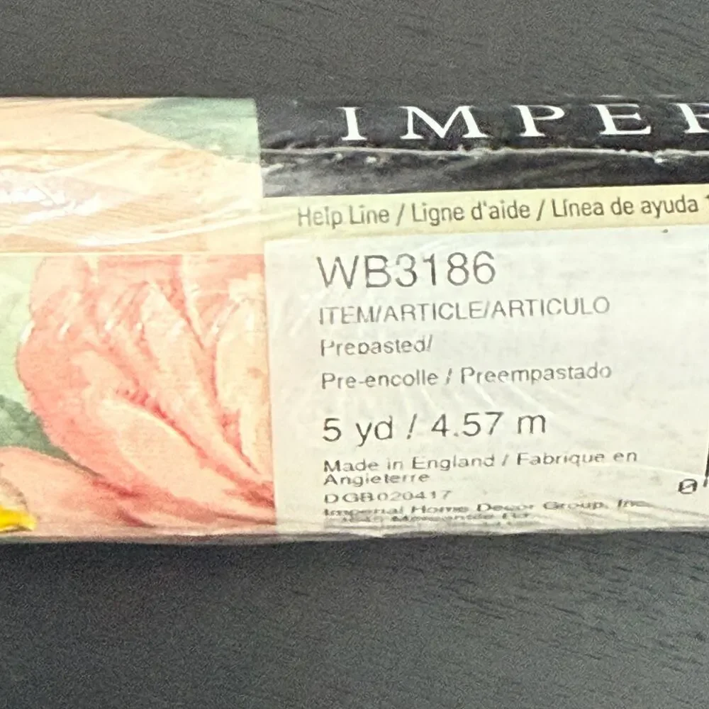 Imperial WB3186 Rose Floral Prepasted Wallpaper Border 5 Yd Lot 2 Rolls